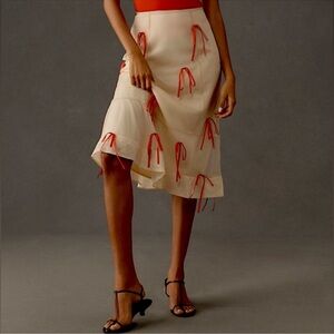 Anthropologie Maeve Tulle Ribbon Midi Skirt, NEW